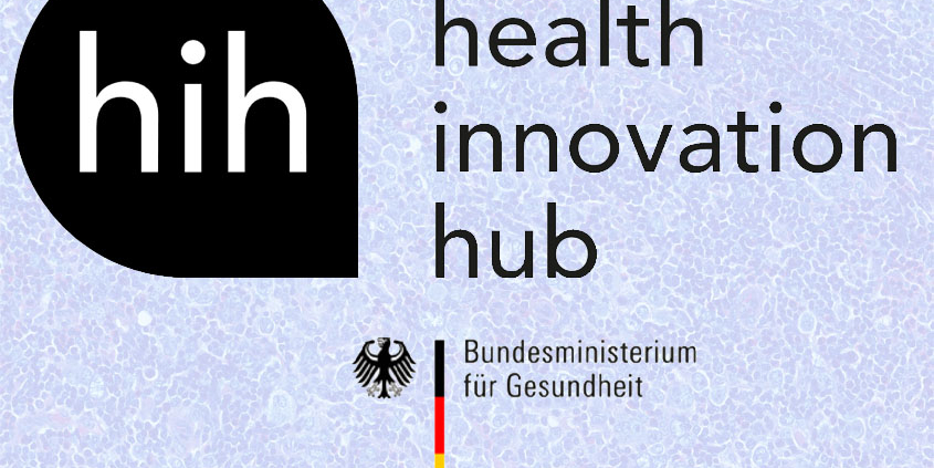 Logo of the health innovation hub of the Federal Government with the participation of Smart in Media with the products PathoZoom and EasyRadiology