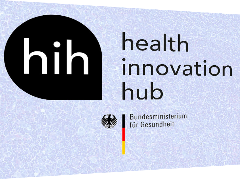 Logo of the health innovation hub of the Federal Government with the participation of Smart in Media with the products PathoZoom and EasyRadiology